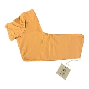 FP x‎ Toast Swim Signature One Shoulder Crop Bikini Top in Sandstone Small NWT